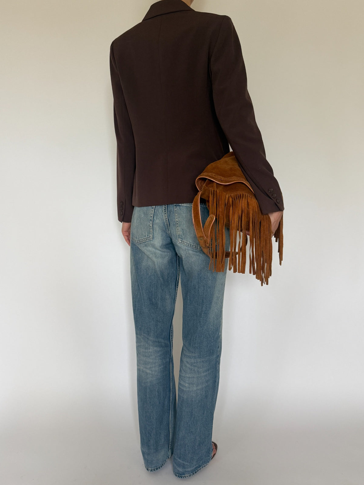 Vintage tailored blazer brown back view