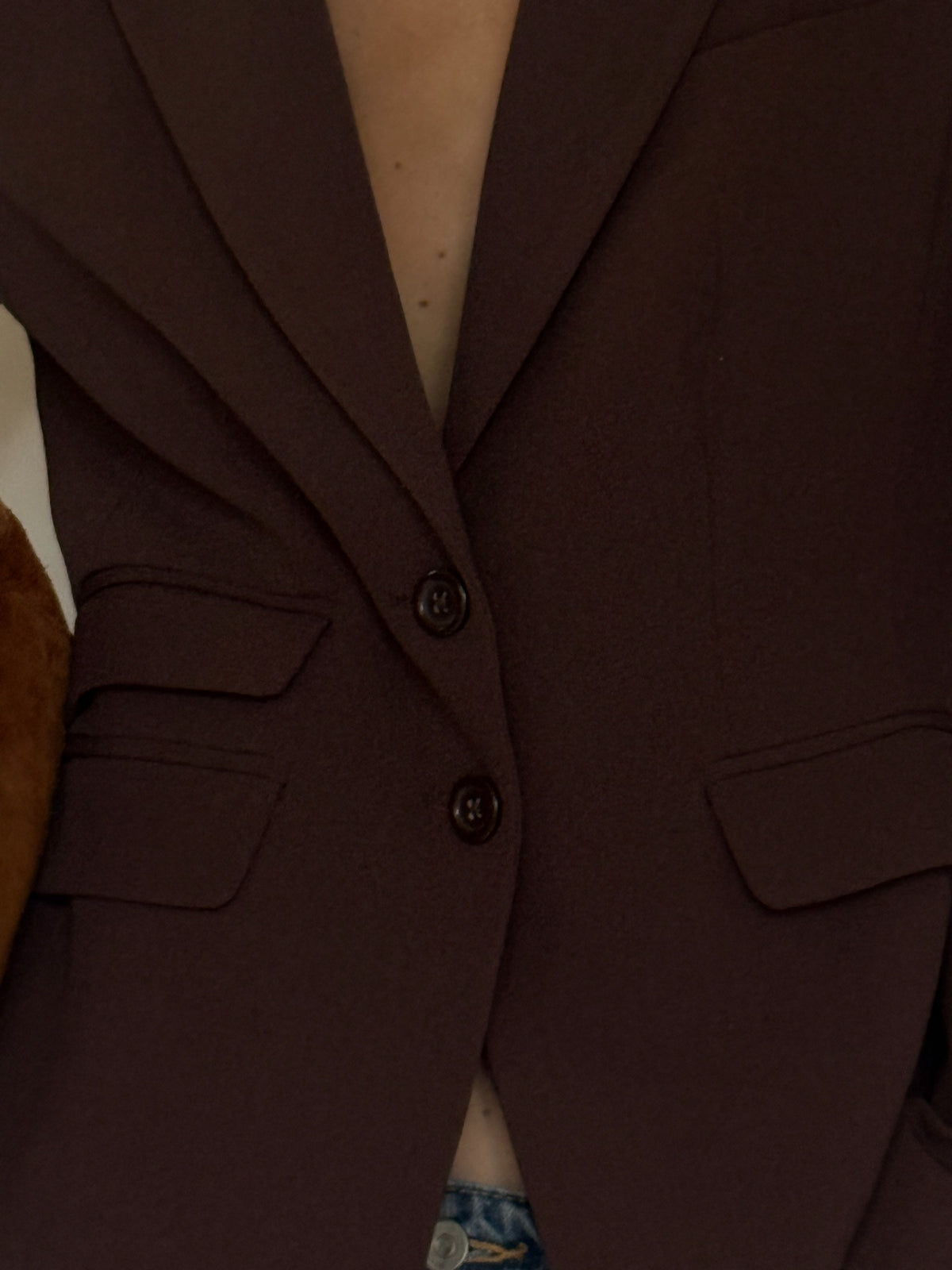 Vintage tailored blazer brown button detail