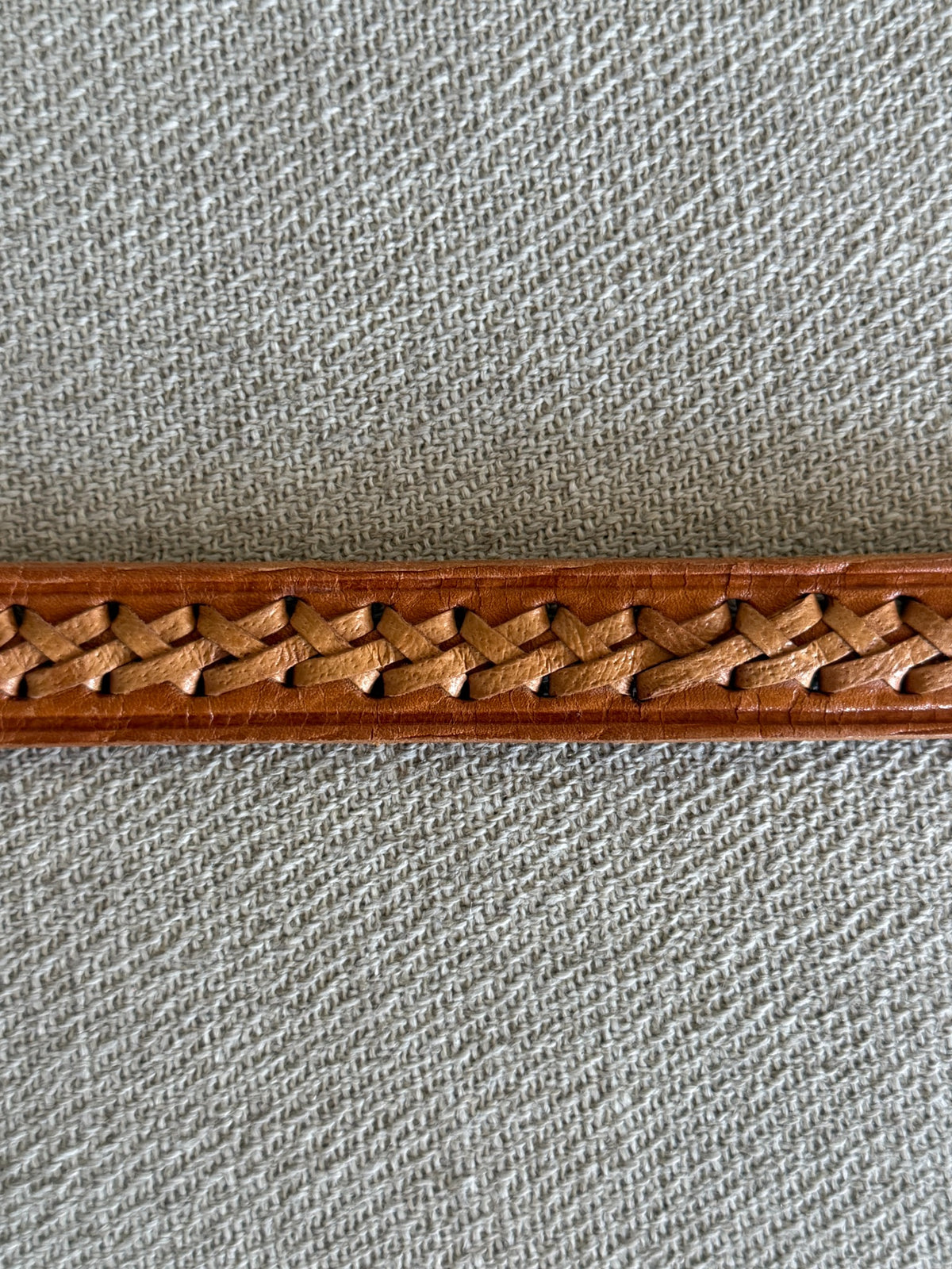 Vintage Western leather buckle belt cognac braided leather detail