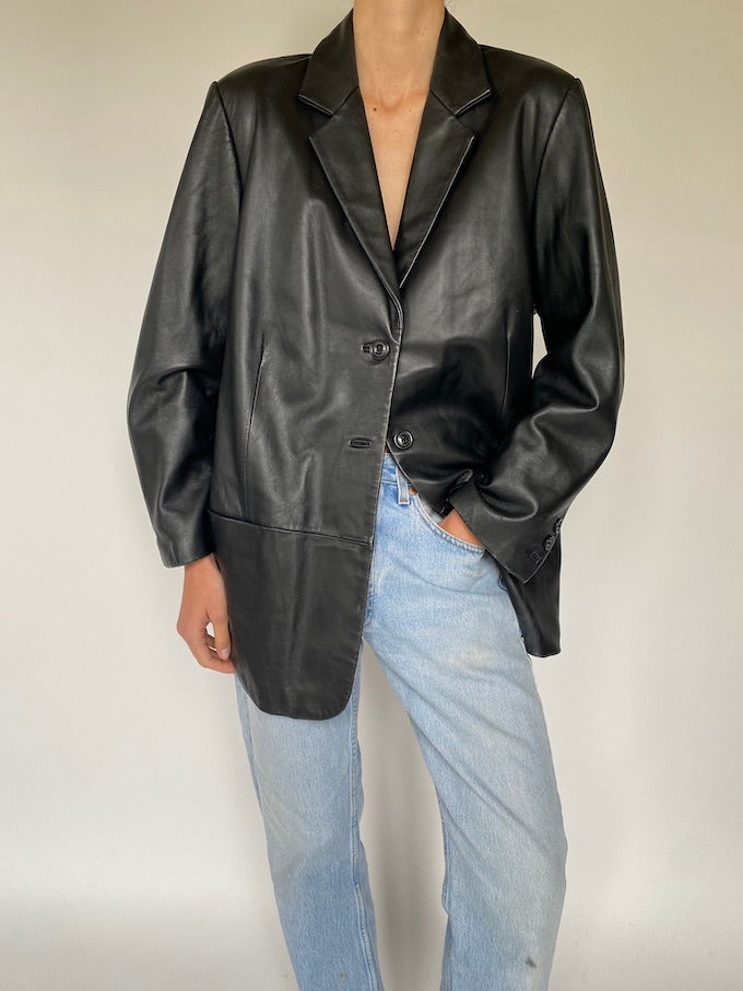 Vintage leather jacket in black 5613