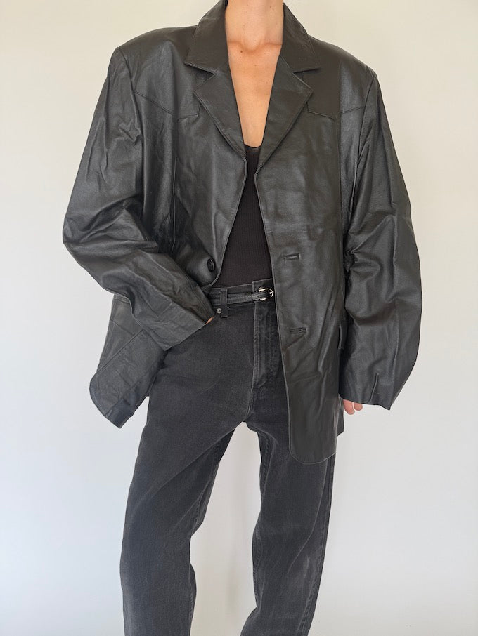 Vintage black leather jacket 4456